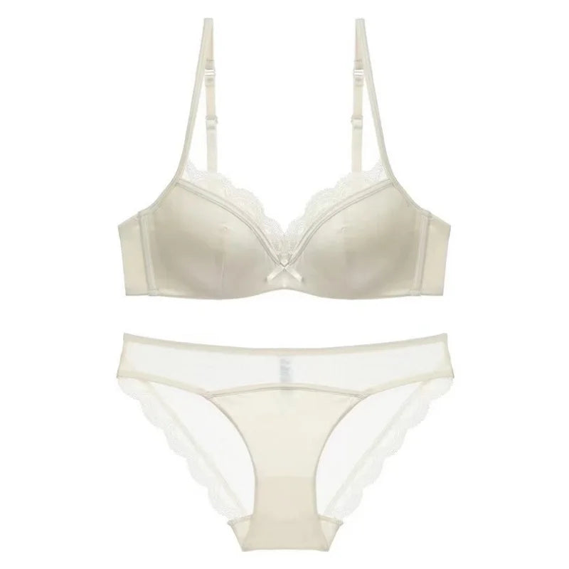 French Lace Underwear Female Breathable Thin Section Adjustable Anti-Sagging Comfortable Sex Lace Small Breasts Gathered Bra