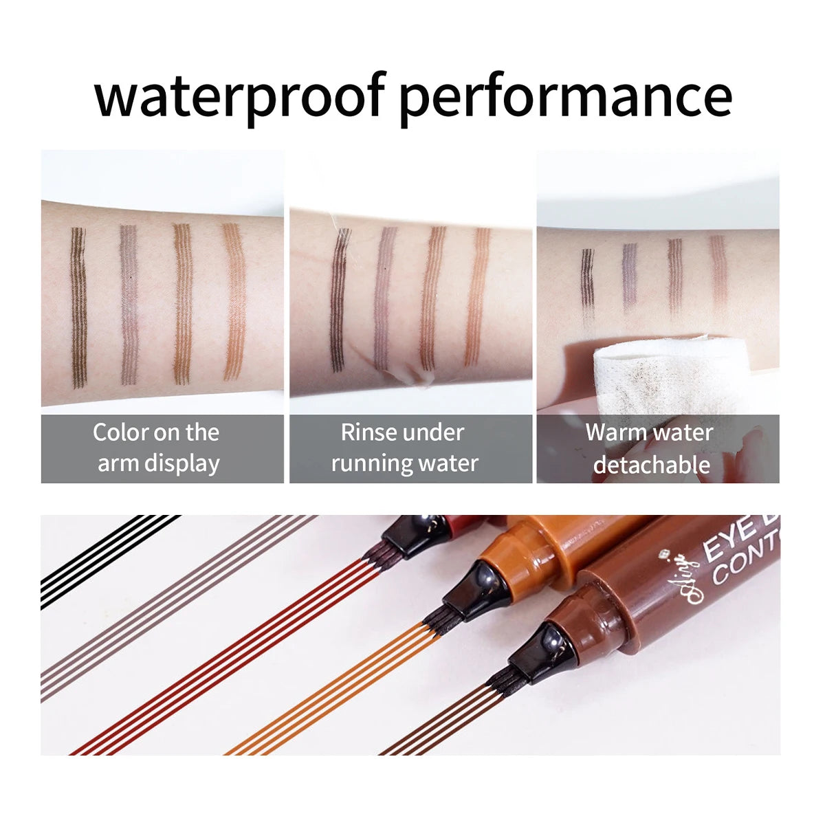 Four-pronged eyebrow pencil non-smudged, water-resistant