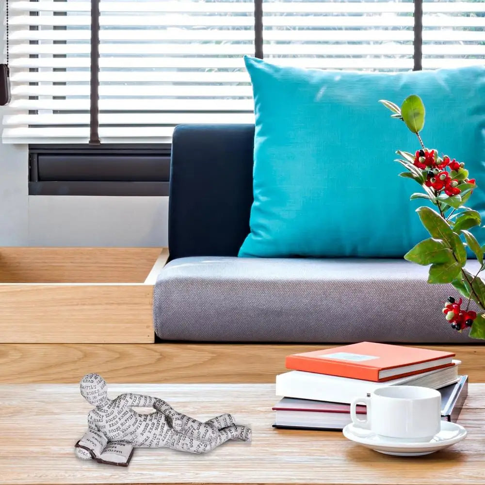 Reading Statue Man Reading Book Statue Resin Aesthetic Abstract Modern Sculptures for Coffee Table Tabletop Library Accessories