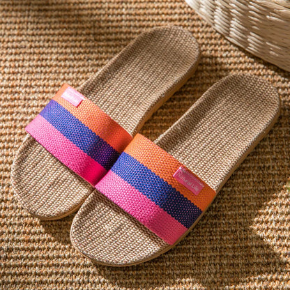 Fabric Unisex Slippers Summer Slip-On Home Slippers Breathable Soft Indoor Slippers