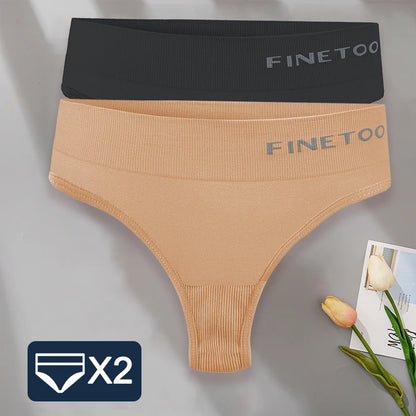 FINETOO 2PCS/Set M-2XL Bodyshaper G-String Panties Women Slim Underwear Female Lingerie Sexy Lady Thongs High Waist Underpants