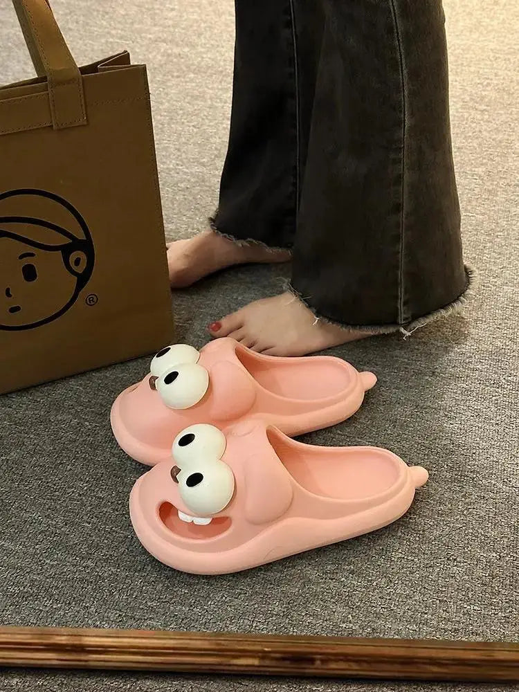 Tongue Slippers Big Eye Dog Slippers Cute Funny Big Eye Dog Fun Cartoon Package Head Eva Slippers for Women