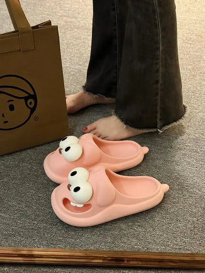 Tongue Slippers Big Eye Dog Slippers Cute Funny Big Eye Dog Fun Cartoon Package Head Eva Slippers for Women