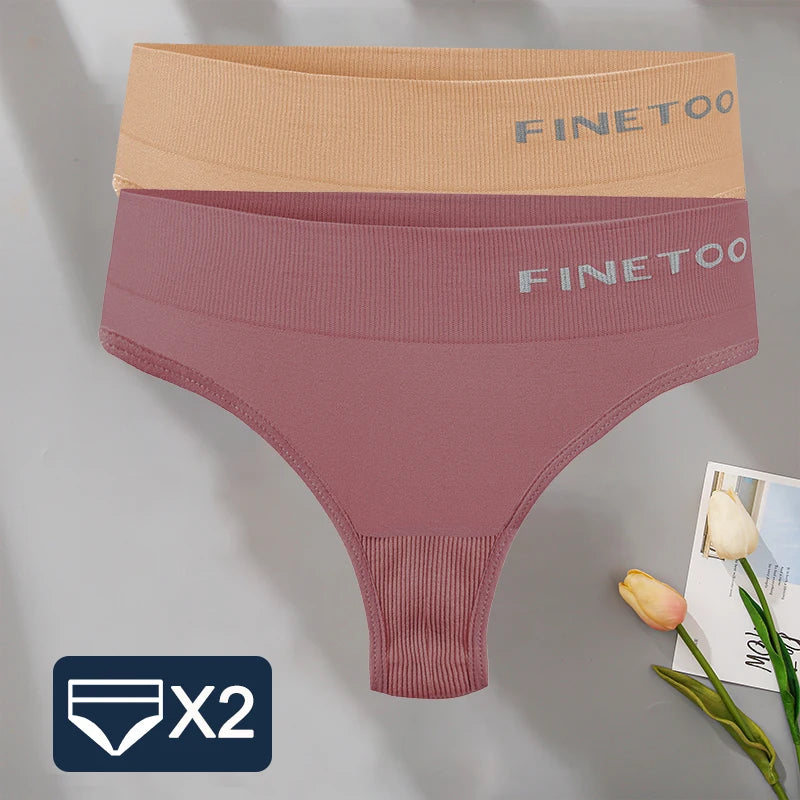 FINETOO 2PCS/Set M-2XL Bodyshaper G-String Panties Women Slim Underwear Female Lingerie Sexy Lady Thongs High Waist Underpants