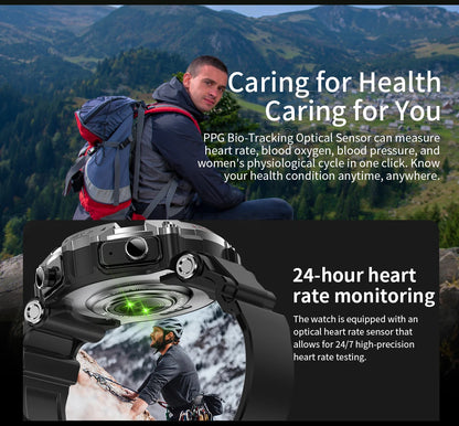 LaNikar Smart Watch AMOLED Display With In-Ear Bluetooth Headset Heart Rate Blood Pressure Oxygen Saturation Monitoring HD Audio