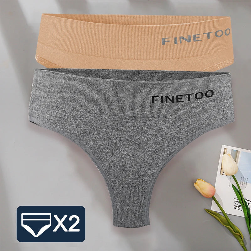 FINETOO 2PCS/Set M-2XL Bodyshaper G-String Panties Women Slim Underwear Female Lingerie Sexy Lady Thongs High Waist Underpants