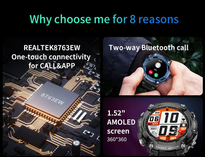 LaNikar Smart Watch AMOLED Display With In-Ear Bluetooth Headset Heart Rate Blood Pressure Oxygen Saturation Monitoring HD Audio