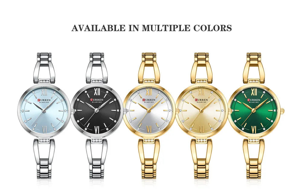 CURREN 9092 Women Quartz Watch Fashion Luxury Elegant Stainless Steel Strap Bracelet Wristwatch for Ladies Girl Female Clock
