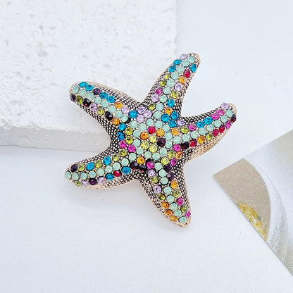 Sparkling Crystal Starfish Brooch Beach Vacation Ladies Luxury Dress Ornament Souvenir Gift