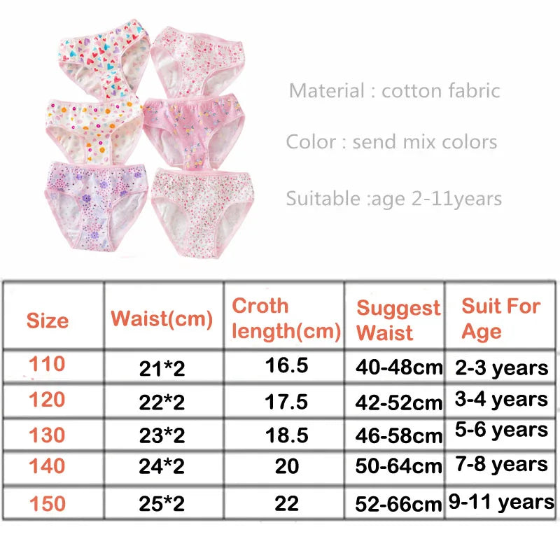 Multi-Pack 3/6/12Pieces Floral Baby Girls Briefs Cotton Toddlers Girls Panties Kids Underwear Soft Children Underpants For 2-11T