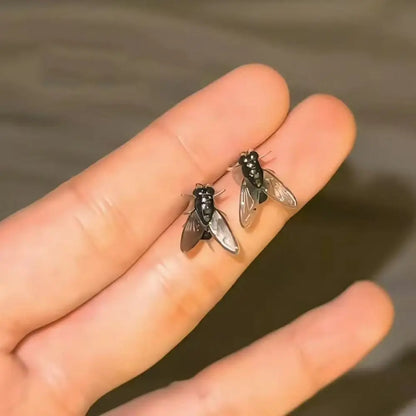 Cute Creative Flies Studs Earrings Prank Funny Mosquito Ear Stud Realistic Personality Mini Fly Earrings Girls