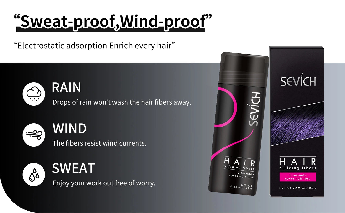 Sevich Hair Fiber For Thinning Hair & Bald Spot Instant Hair Growth Fiber Fill In Fine Or Thinning Hair Instantly Thicker Powder