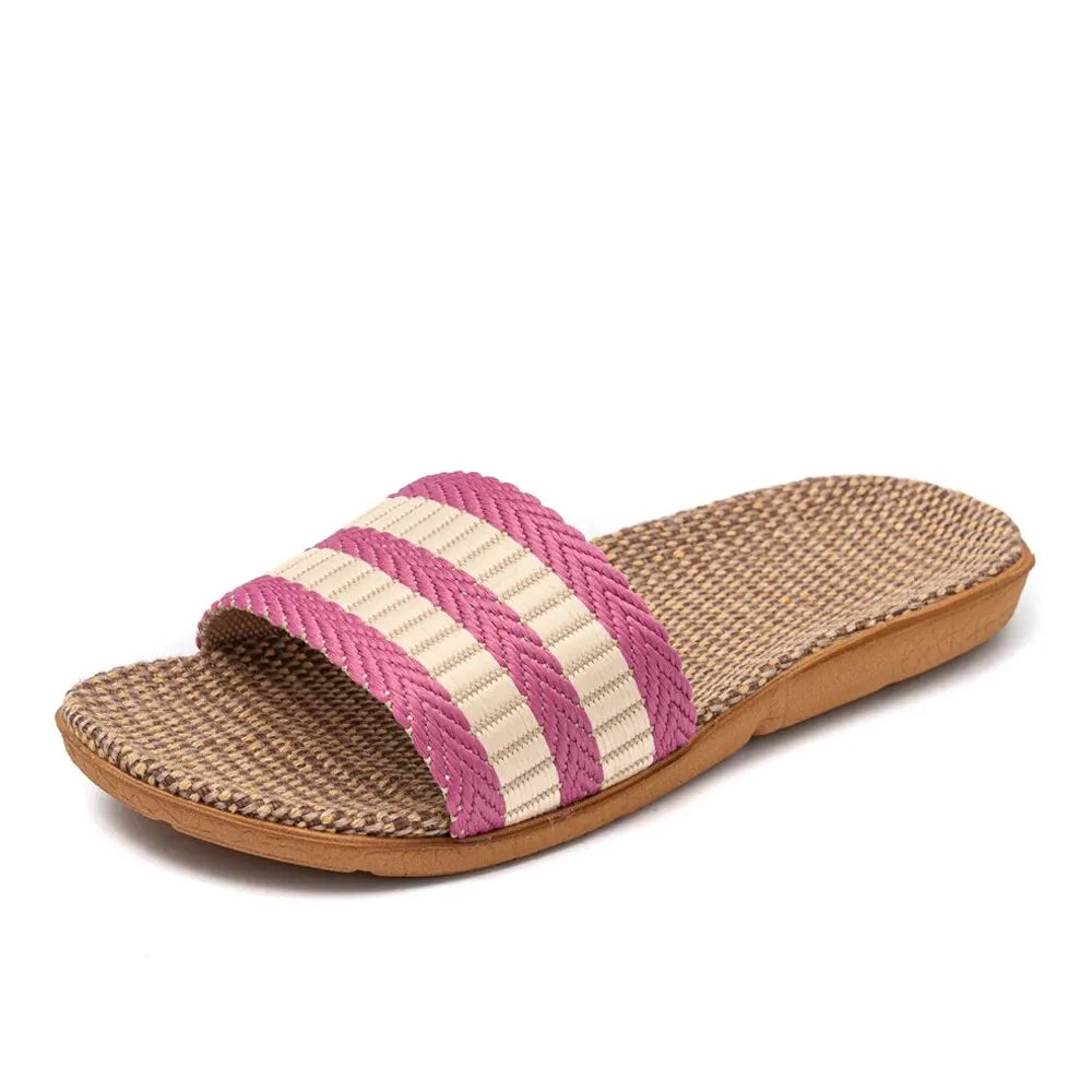 Women Linen Slippers Lightweight Couple Slippers AntiSlip Home Shoes Indoor Slippers