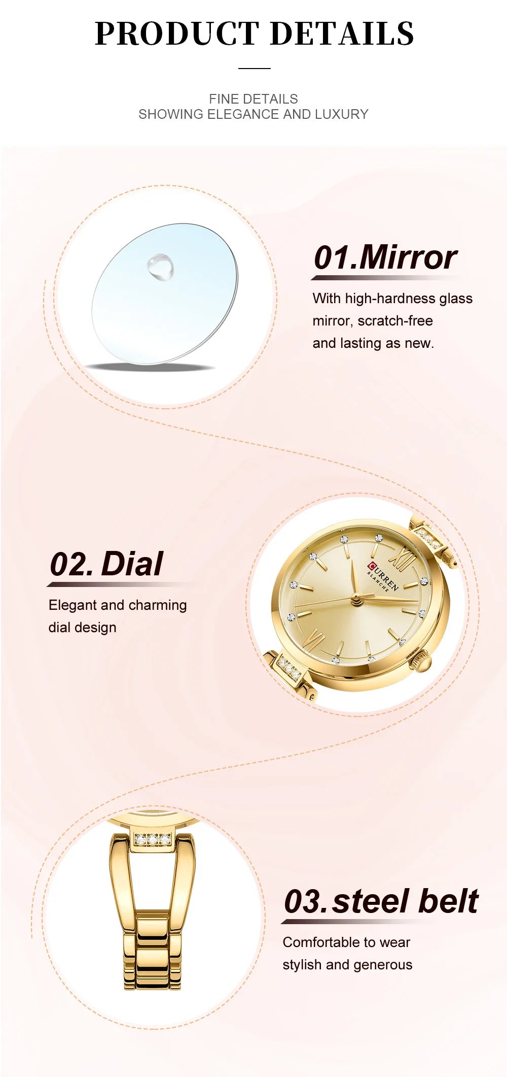 CURREN 9092 Women Quartz Watch Fashion Luxury Elegant Stainless Steel Strap Bracelet Wristwatch for Ladies Girl Female Clock