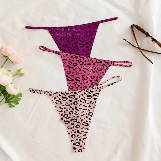 SP&CITY Leopard Print Thongs Sports Traceless Women’s Underpants Low Waist Ice Silk Thin Panties Breathable Fitness Briefs