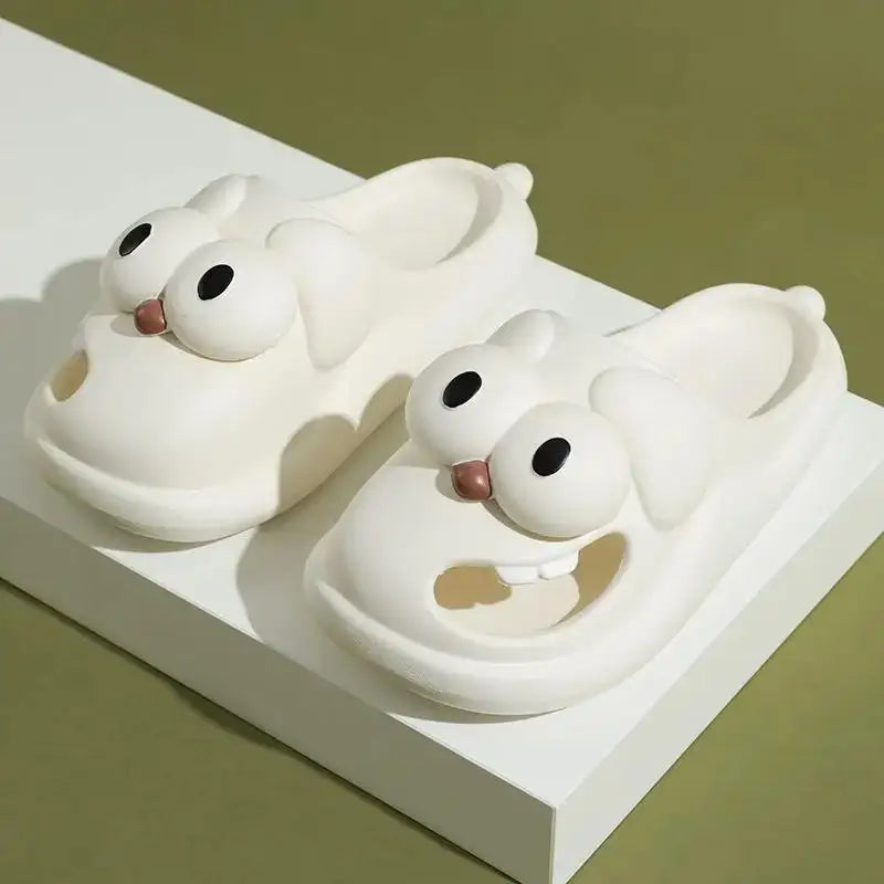 Tongue Slippers Big Eye Dog Slippers Cute Funny Big Eye Dog Fun Cartoon Package Head Eva Slippers for Women