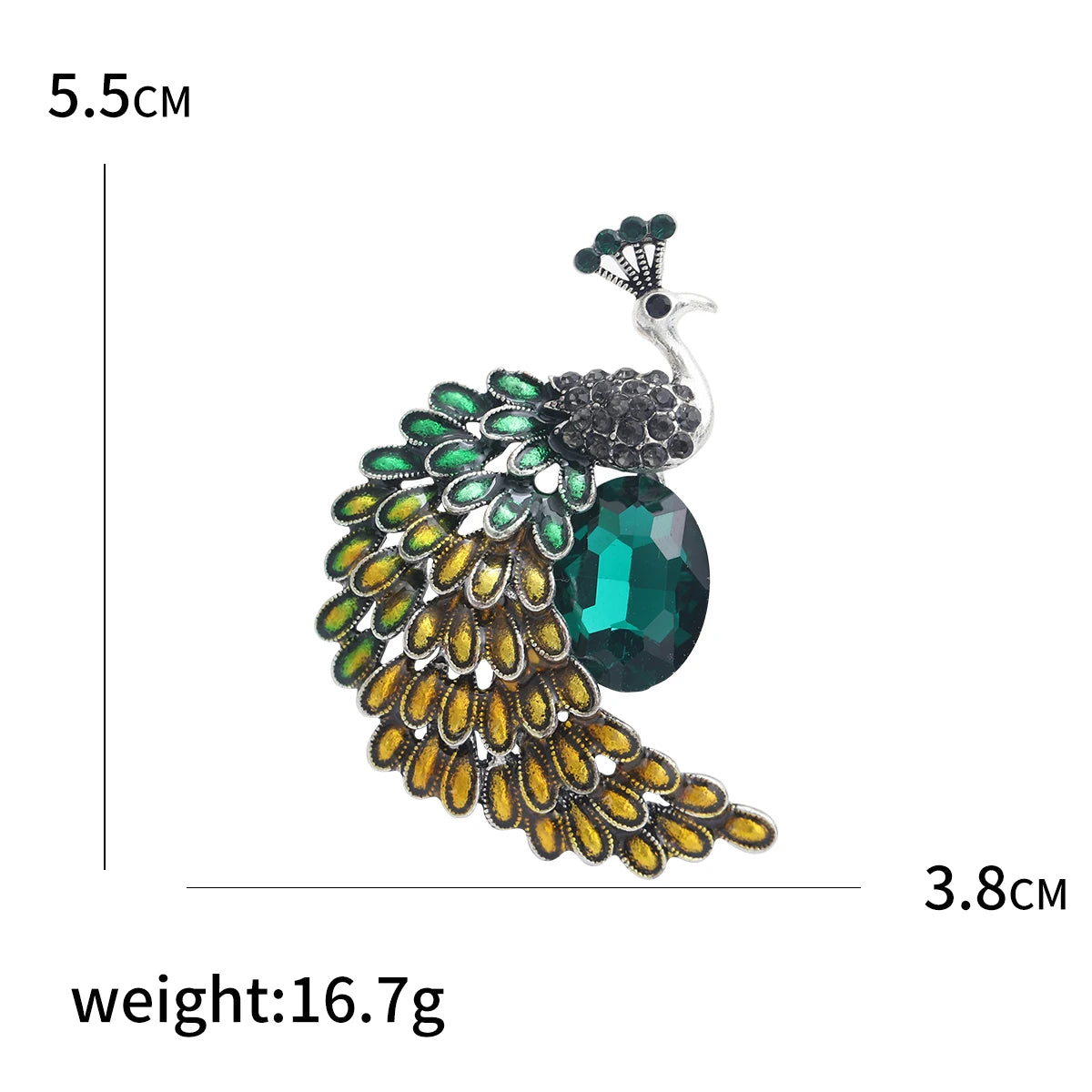 Fully Rhinestone Peacock Bird Brooch Fashionable and Elegant Coat Pin Jewelry Accessories and Gifts