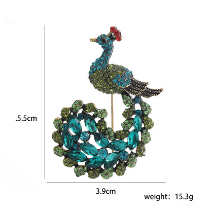 Fully Rhinestone Peacock Bird Brooch Fashionable and Elegant Coat Pin Jewelry Accessories and Gifts
