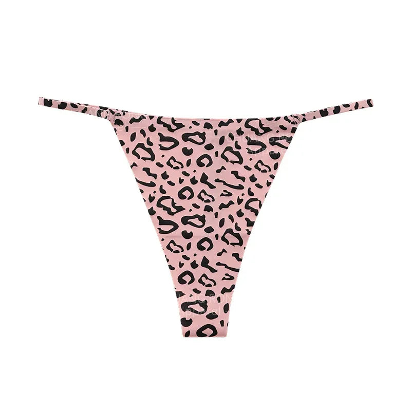 SP&CITY Leopard Print Thongs Sports Traceless Women’s Underpants Low Waist Ice Silk Thin Panties Breathable Fitness Briefs