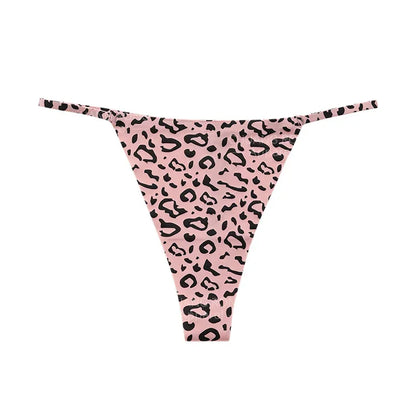 SP&CITY Leopard Print Thongs Sports Traceless Women’s Underpants Low Waist Ice Silk Thin Panties Breathable Fitness Briefs