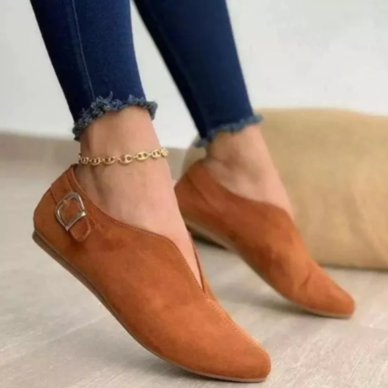 2025 Summer New Women's Shoes Flat Bottom Pointed Toe Casual Single Shoes Low Top Shoes Big Size 43