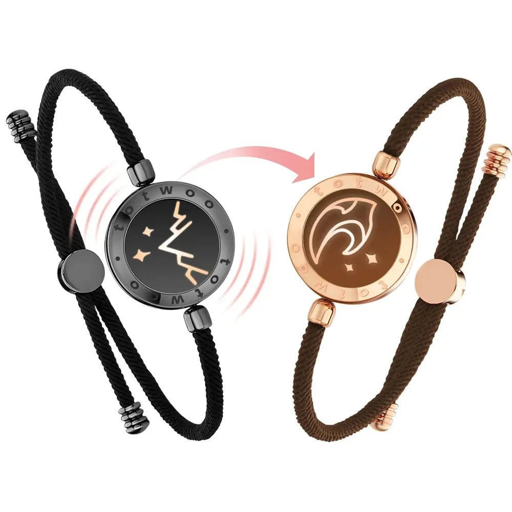 Totwoo Long Distance touch Light up&Vibrate Bracelets for Couples, Long Distance Relationship Gifts Smart Sun&Moon Love Bracelet