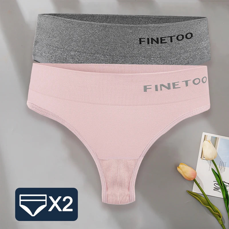 FINETOO 2PCS/Set M-2XL Bodyshaper G-String Panties Women Slim Underwear Female Lingerie Sexy Lady Thongs High Waist Underpants