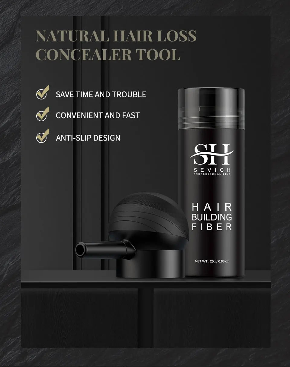 10 Colors Sevich Hair Fibers Keratin Fibers Applicator Hair Building Fibers Spray Hair Loss Instant Regrowth Thickening Powders