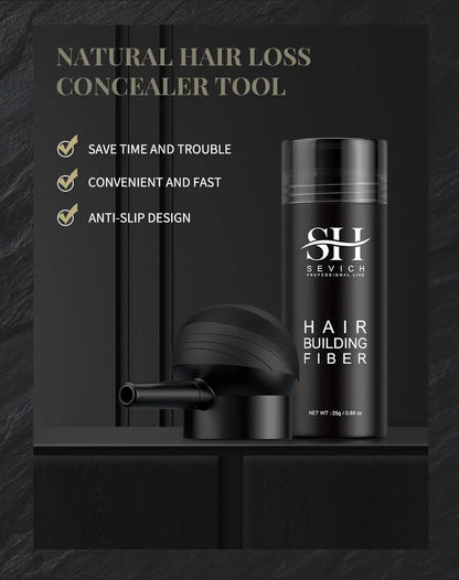 10 Colors Sevich Hair Fibers Keratin Fibers Applicator Hair Building Fibers Spray Hair Loss Instant Regrowth Thickening Powders