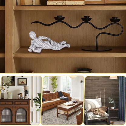 Reading Statue Man Reading Book Statue Resin Aesthetic Abstract Modern Sculptures for Coffee Table Tabletop Library Accessories