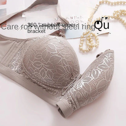 Comfortable Breathable Adjustable Brassiere Thin Section Without Steel Ring Bra Large Breasts Appear Small Side Gathering Bra