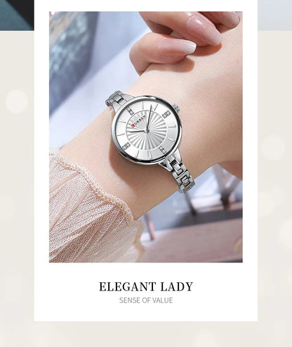 CURREN 9097 Women's Casual Quartz Watch Elegant Simple Design Waterproof Stainless Steel Strap Fashion Business Wristwatch Lady