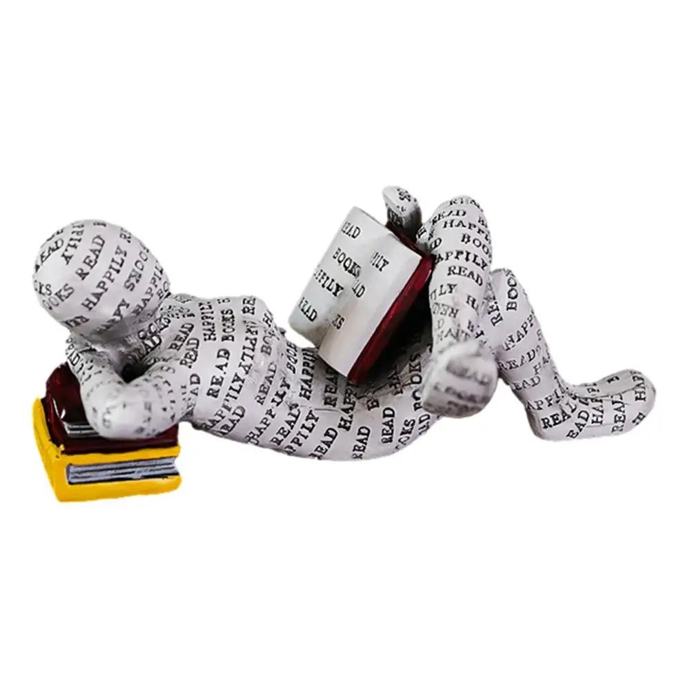 Reading Statue Man Reading Book Statue Resin Aesthetic Abstract Modern Sculptures for Coffee Table Tabletop Library Accessories