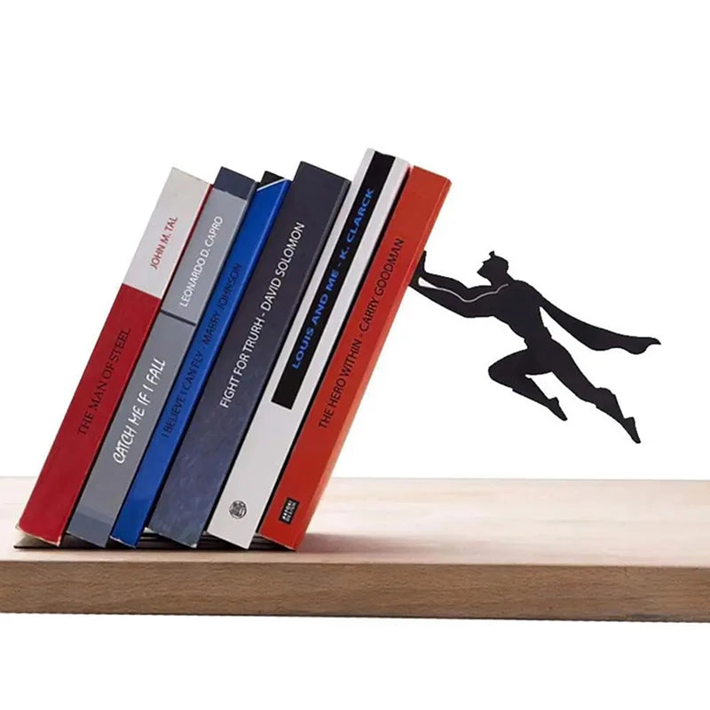 Creative Super Hero Bookshelf Figurines Metal Book Storage Display