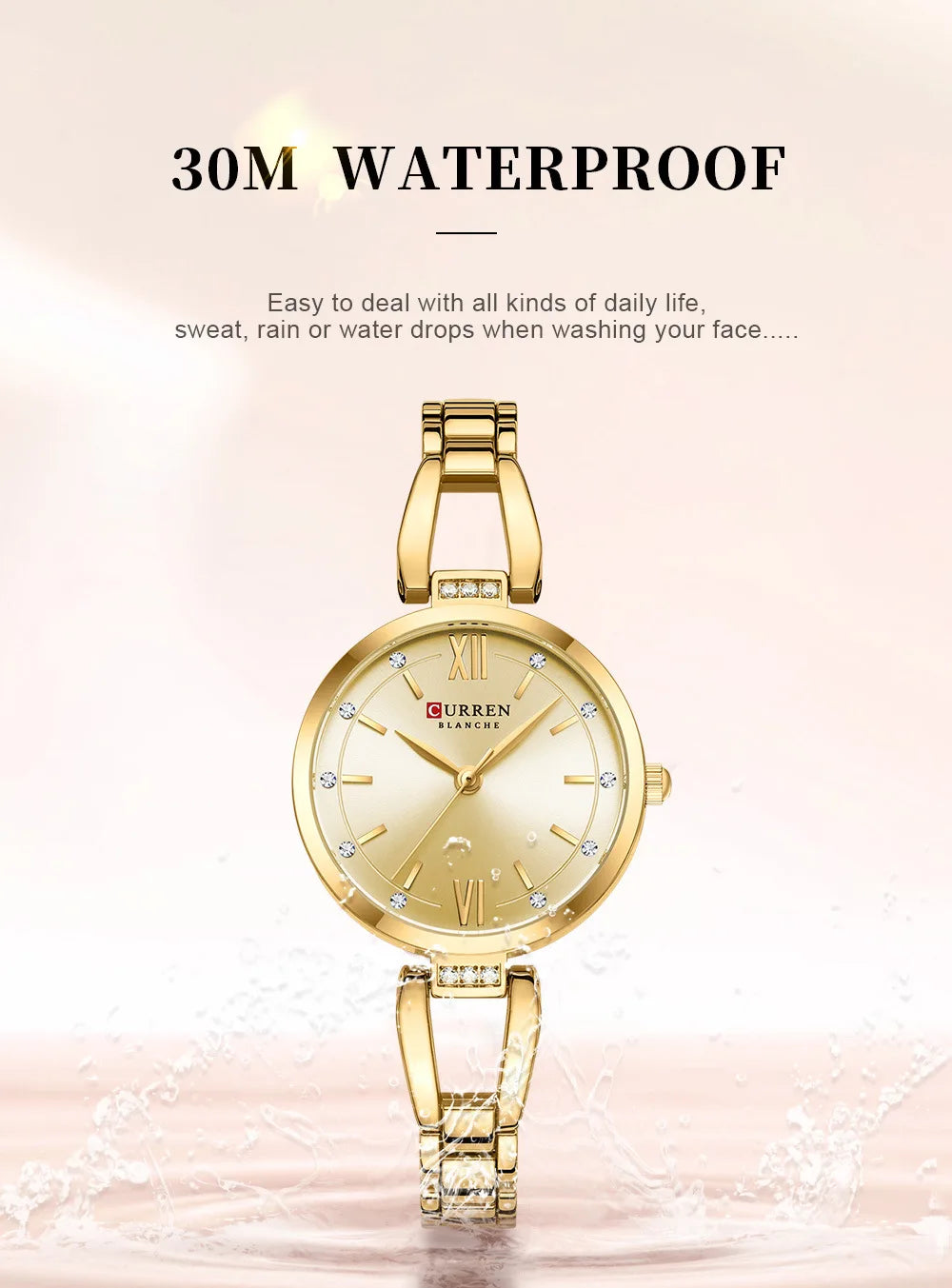 CURREN 9092 Women Quartz Watch Fashion Luxury Elegant Stainless Steel Strap Bracelet Wristwatch for Ladies Girl Female Clock