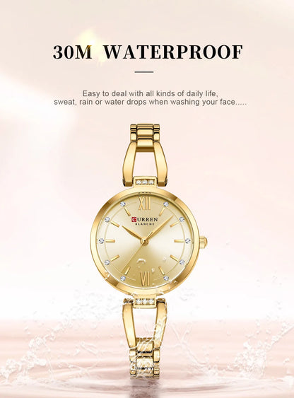 CURREN 9092 Women Quartz Watch Fashion Luxury Elegant Stainless Steel Strap Bracelet Wristwatch for Ladies Girl Female Clock