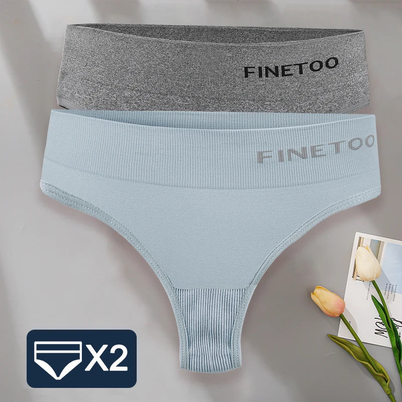 FINETOO 2PCS/Set M-2XL Bodyshaper G-String Panties Women Slim Underwear Female Lingerie Sexy Lady Thongs High Waist Underpants