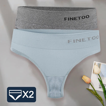 FINETOO 2PCS/Set M-2XL Bodyshaper G-String Panties Women Slim Underwear Female Lingerie Sexy Lady Thongs High Waist Underpants