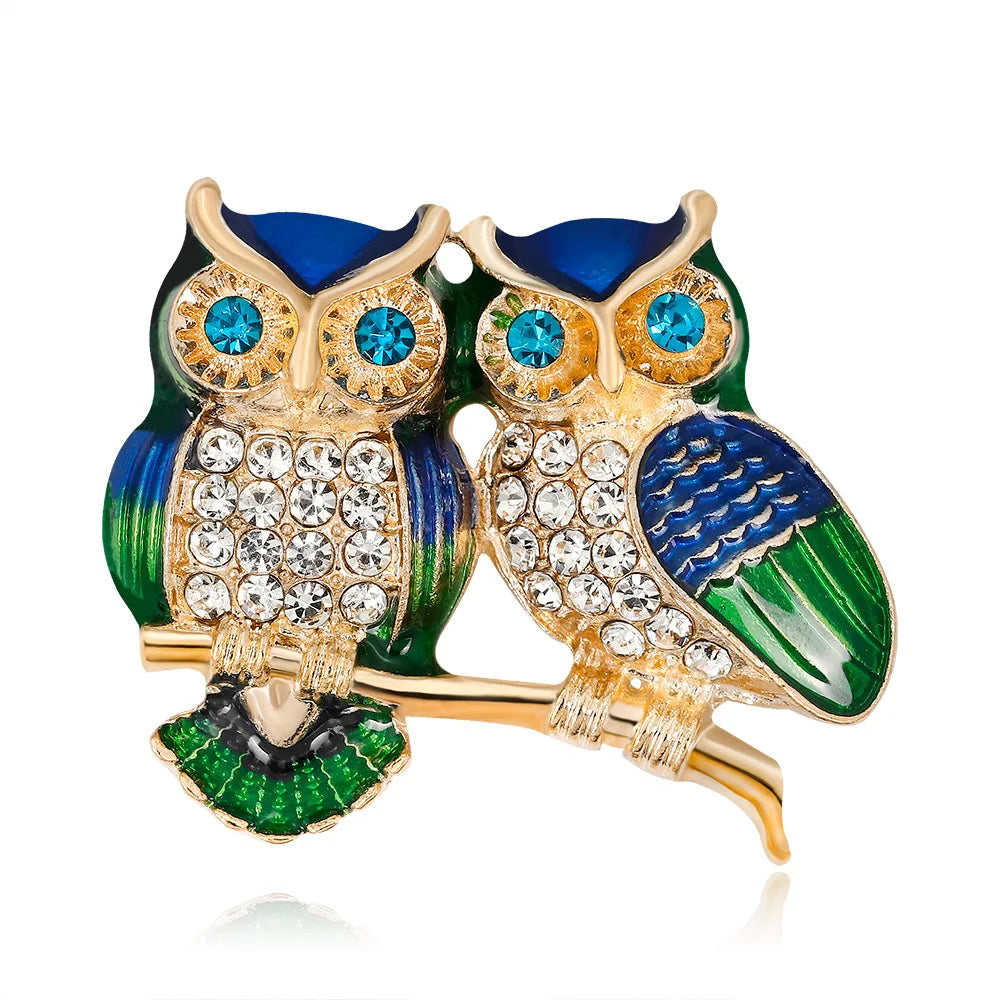 Lovely Owl Brooches For Women Korean Trendy Rhinestone Jewelri Brooch Bird Animal Pin Badg Clothes Decorative Pins Corsage Gifts