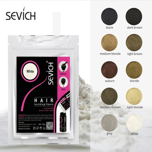 Sevich 50g Instant Hair Growth Fiber Refill 10 Colors Keratin Hair Building Fiber spray Fiber Hold Spray Powder Hair Treatment