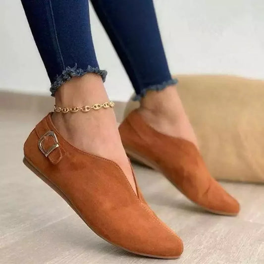 2025 Summer New Women's Shoes Flat Bottom Pointed Toe Casual Single Shoes Low Top Shoes Big Size 43