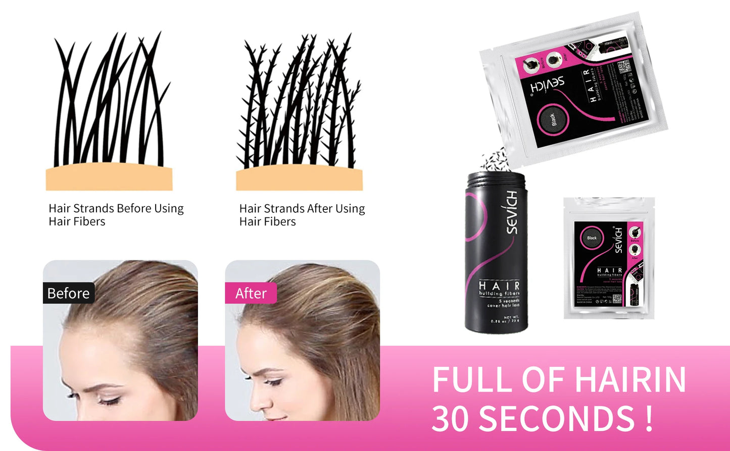 Sevich Hair Fiber For Thinning Hair & Bald Spot Instant Hair Growth Fiber Fill In Fine Or Thinning Hair Instantly Thicker Powder