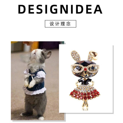 Rhinestone Rabbit Brooches For Women Sparkling Beauty Animal Charm Bunny Casual 2 Colors Brooch Pins Jewelry Gifts For Girl