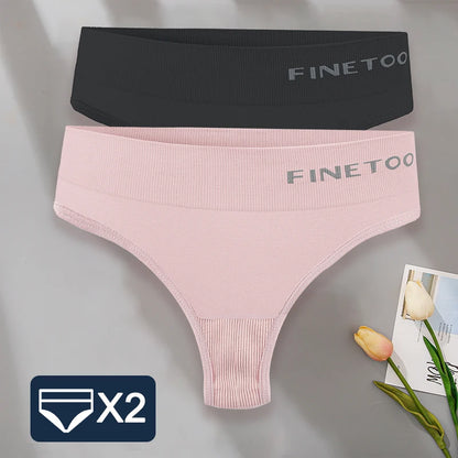 FINETOO 2PCS/Set M-2XL Bodyshaper G-String Panties Women Slim Underwear Female Lingerie Sexy Lady Thongs High Waist Underpants
