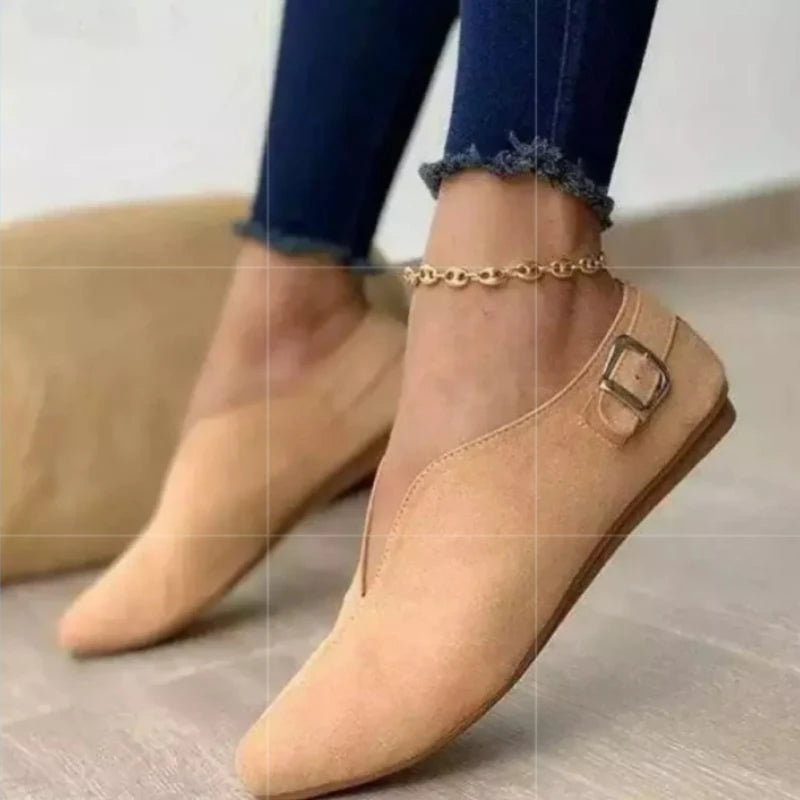 2025 Summer New Women's Shoes Flat Bottom Pointed Toe Casual Single Shoes Low Top Shoes Big Size 43