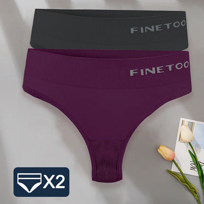 FINETOO 2PCS/Set M-2XL Bodyshaper G-String Panties Women Slim Underwear Female Lingerie Sexy Lady Thongs High Waist Underpants