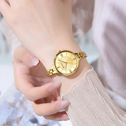 CURREN 9097 Women's Casual Quartz Watch Elegant Simple Design Waterproof Stainless Steel Strap Fashion Business Wristwatch Lady