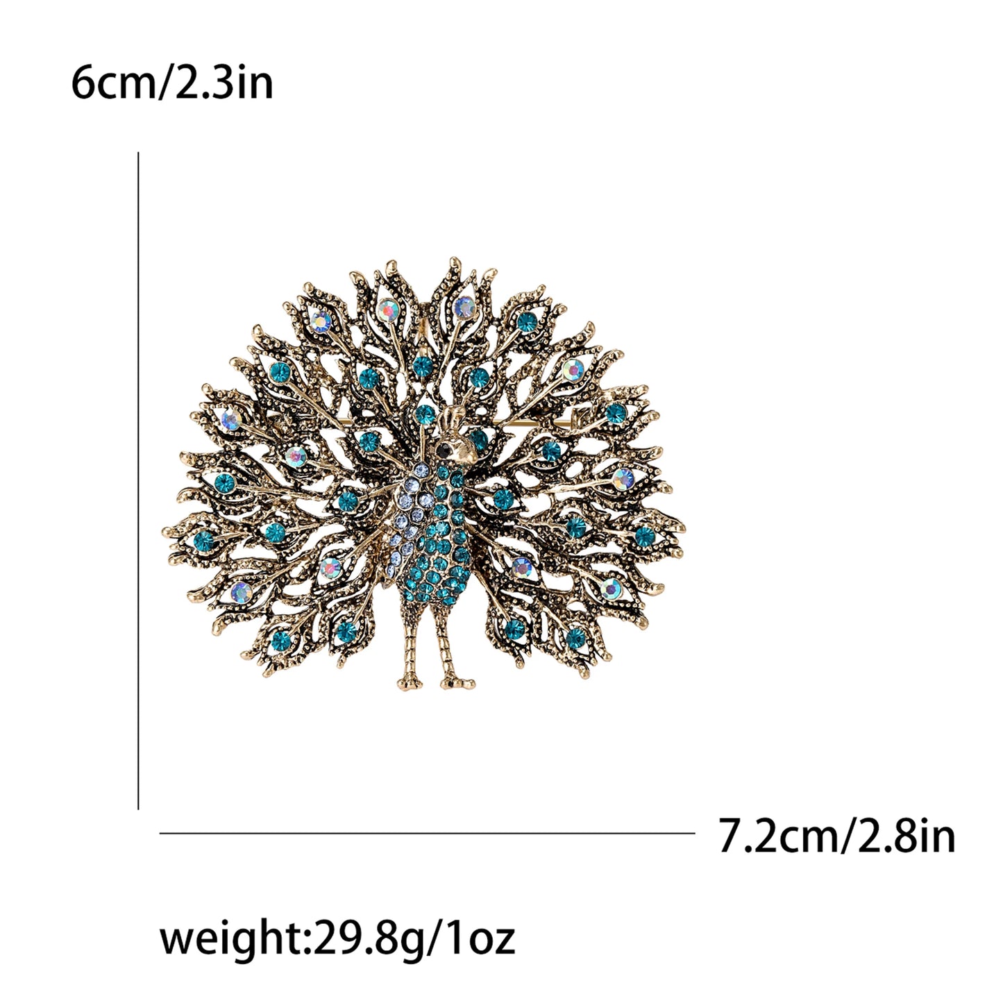 Fully Rhinestone Peacock Bird Brooch Fashionable and Elegant Coat Pin Jewelry Accessories and Gifts