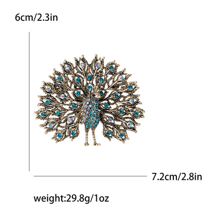 Fully Rhinestone Peacock Bird Brooch Fashionable and Elegant Coat Pin Jewelry Accessories and Gifts