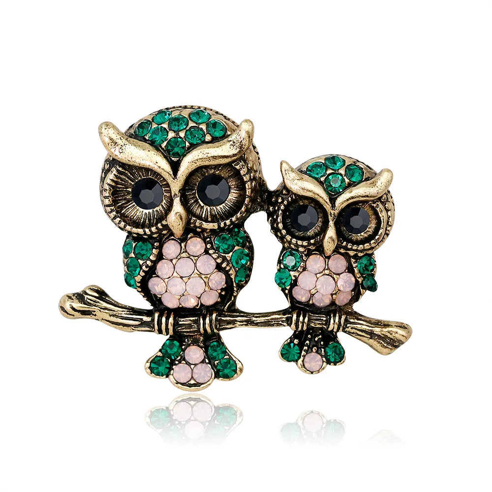 Lovely Owl Brooches For Women Korean Trendy Rhinestone Jewelri Brooch Bird Animal Pin Badg Clothes Decorative Pins Corsage Gifts